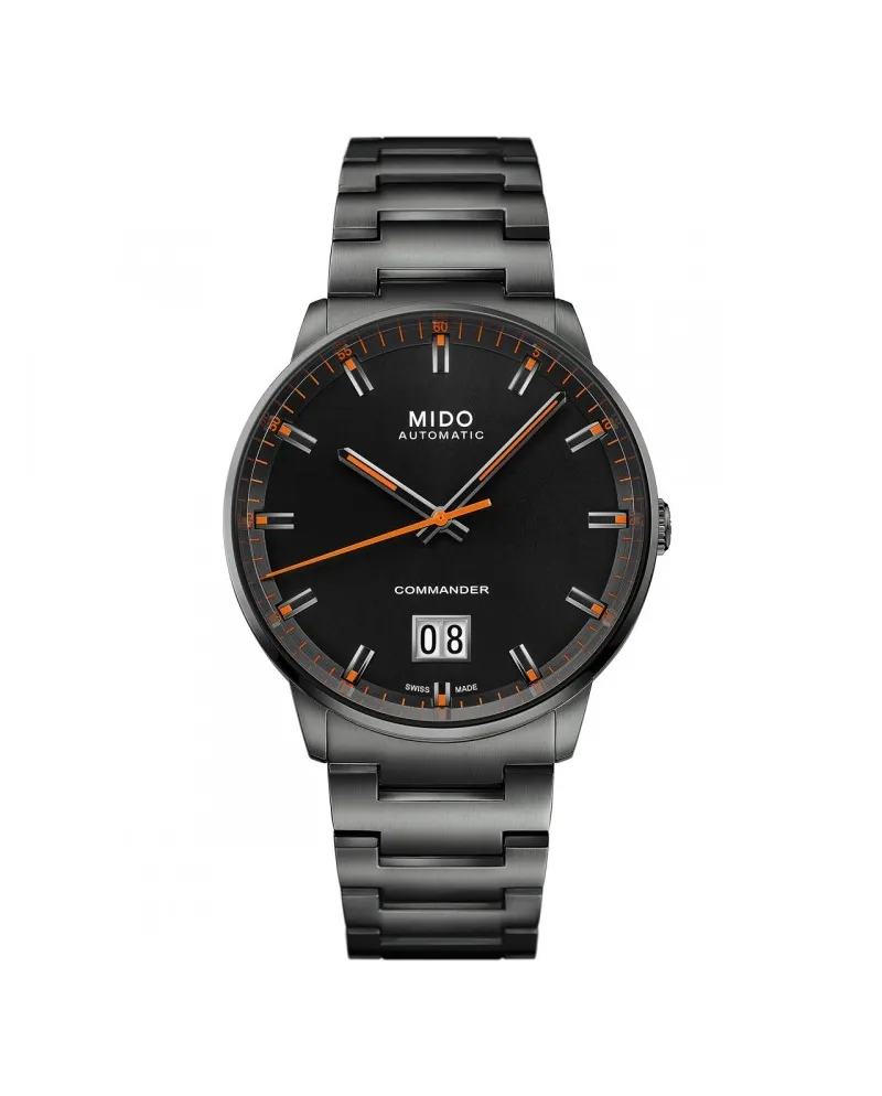 Orologio Mido Commander Big Date Pvd Nero con Quadrante Nero e Cinturino in Acciaio