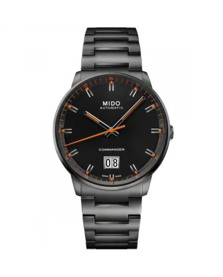 Orologio Mido Commander Big Date Pvd Nero con Quadrante Nero e Cinturino in Acciaio