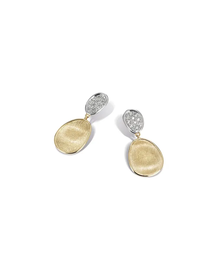 Marco Bicego Lunaria Yellow Gold and Diamond Drop Earrings