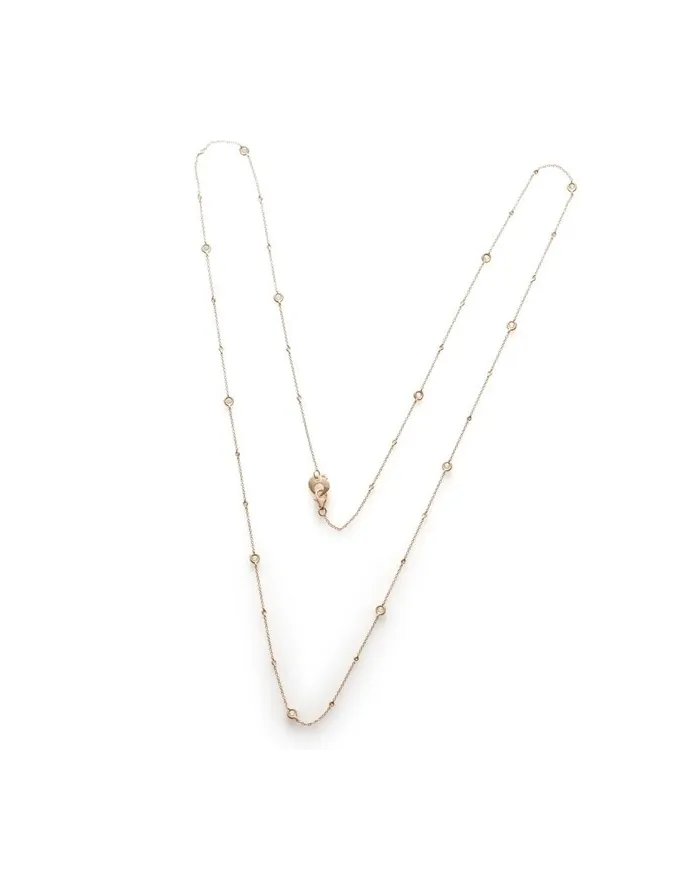 Collier long Chantecler en or rose et diamants blancs