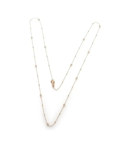 Collier long Chantecler en or rose et diamants blancs