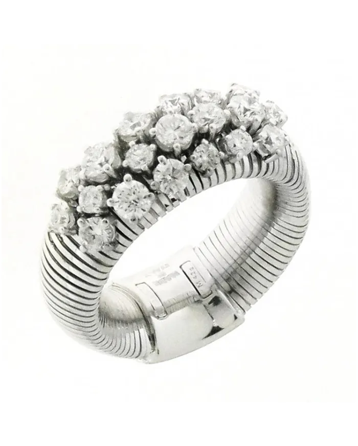 Anello Chimento Stardust in Oro Bianco con 19 Diamanti Bianchi