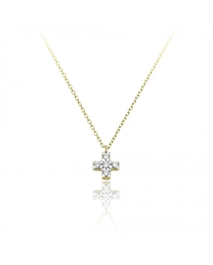 Pendente Croce con Collana Chimento "Love in" in Oro Bianco con Diamanti Bianchi