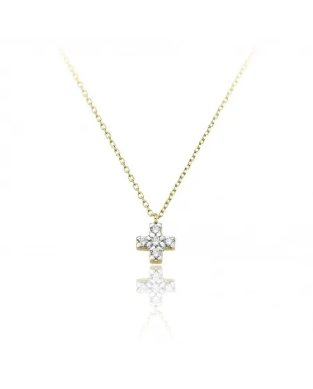 Pendente Croce con Collana Chimento "Love in" in Oro Bianco con Diamanti Bianchi