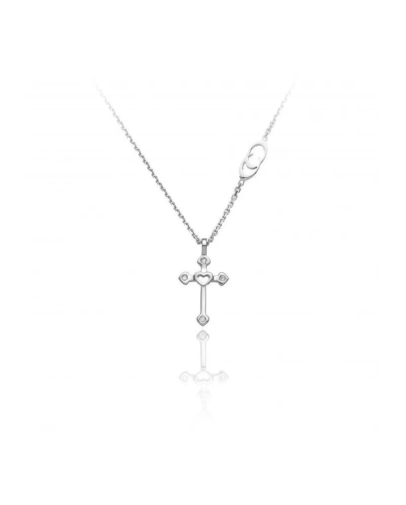 Pendente a Croce e Collana Chimento Tradition Gold Immagini Sacre in Oro Bianco e Diamanti