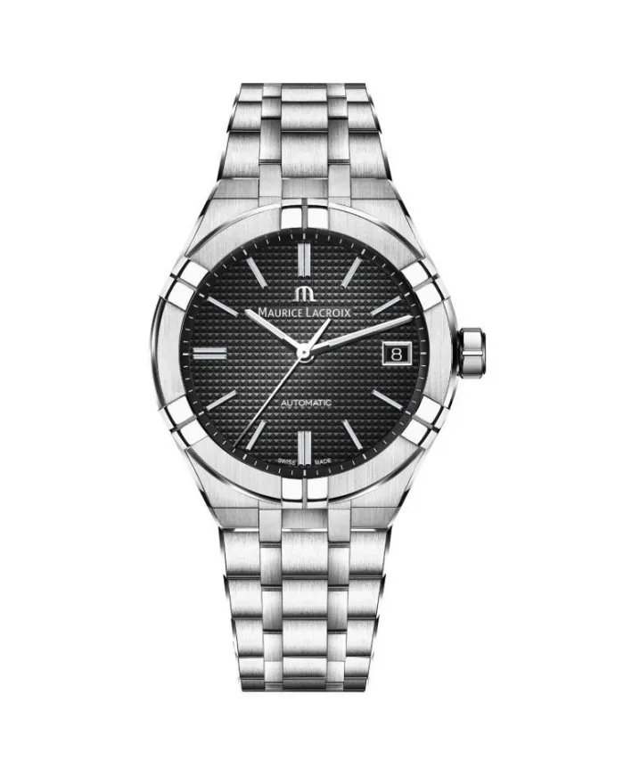 Orologio Maurice Lacroix Aikon Automatic 39 mm con Quadrante Nero e Bracciale in Acciaio
