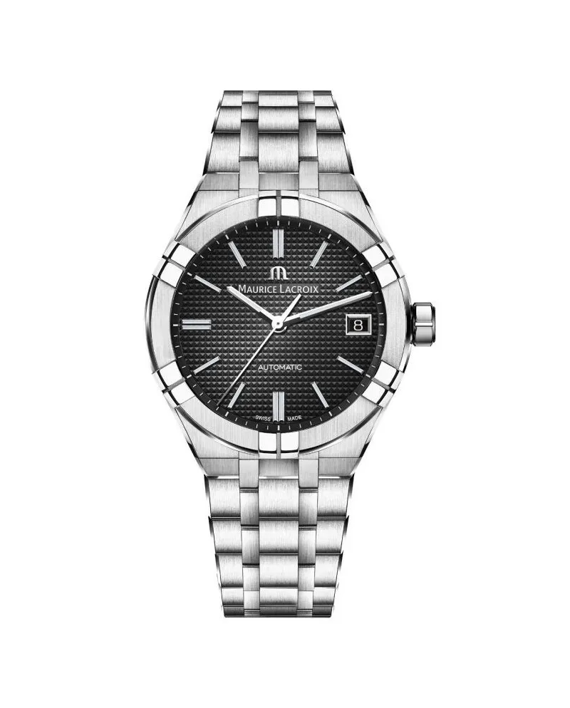 Orologio Maurice Lacroix Aikon Automatic 39 mm con Quadrante Nero e Bracciale in Acciaio