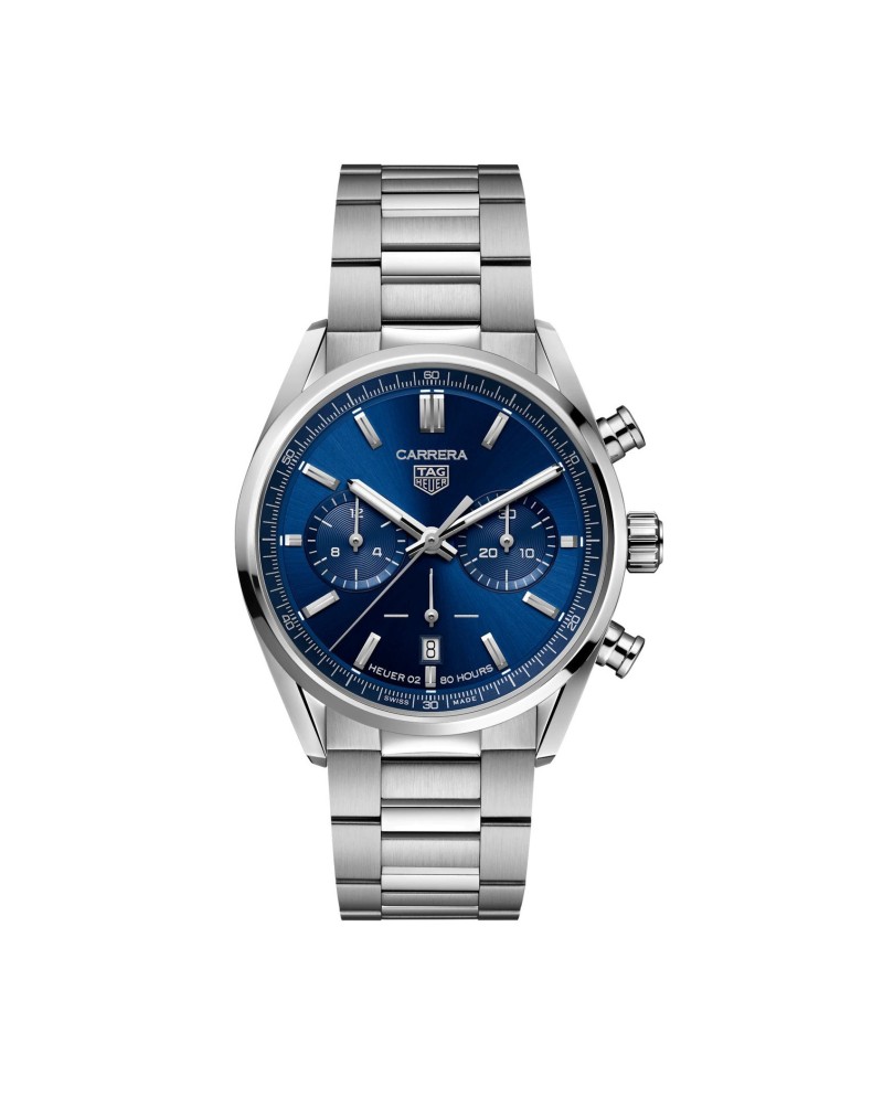 Cronografo Automatico Tag Heuer Carrera Calibro 02 con Quadrante Blu e Bracciale in Acciaio