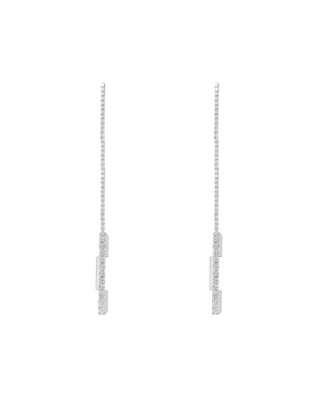 Orecchini Gucci a Catena Link to Love in Oro Bianco con Barretta Gucci