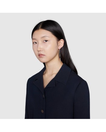 Orecchini Gucci a Catena Link to Love in Oro Bianco con Barretta Gucci