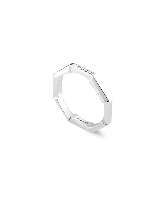 Bague Gucci Link to Love en or blanc miroir