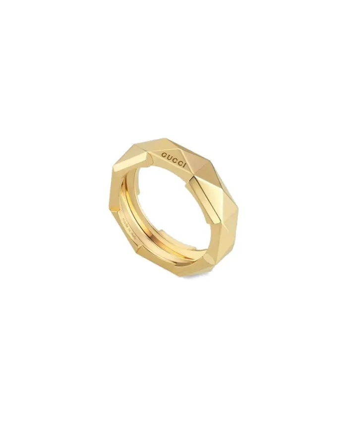 Anello Gucci Link to Love in Oro Giallo con Borchie 6 mm