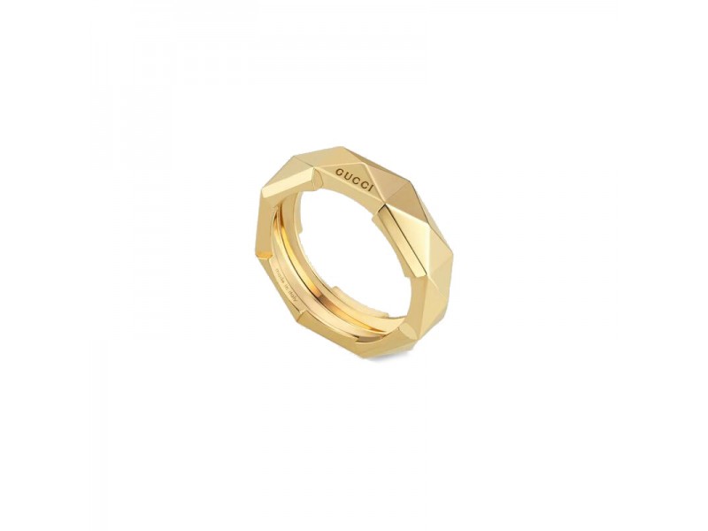 Anello Gucci Link to Love in Oro Giallo con Borchie 6 mm