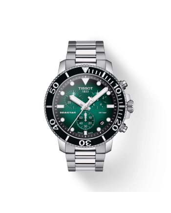 Orologio Tissot Seastar 1000 Chronograph con Quadrante Verde Sfumato e Cinturino in Acciaio