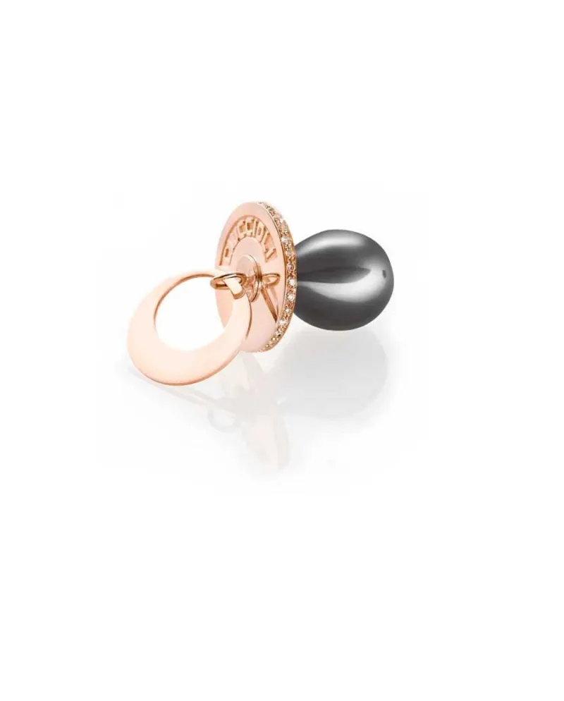 Ciondolo pendente i ciuccioli Ciuccio piccolo in argento rosa e nero Ciondolo pendente i ciuccioli Ciuccio piccolo in argento rosa e nero