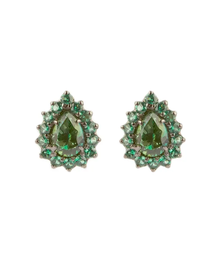 Orecchini Malafimmina Victor in Oro Giallo con Topazi Verdi e Tzavorrite