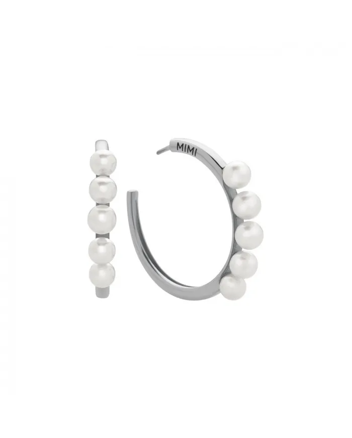 Orecchini a Cerchio Mimì in Argento e Perle Bianche