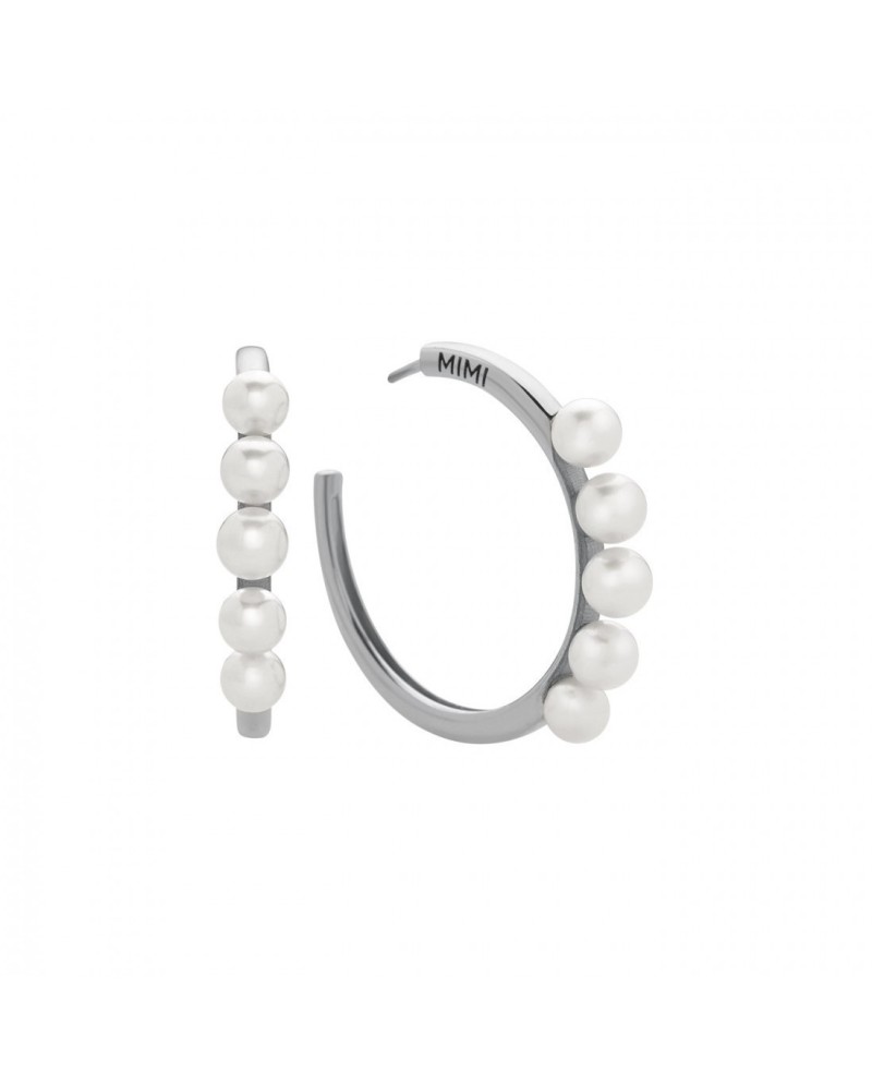 Orecchini a Cerchio Mimì in Argento e Perle Bianche