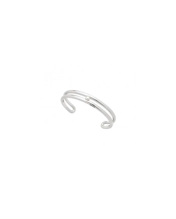 Bracciale Rigido Mimì in Argento con Perla Bianca