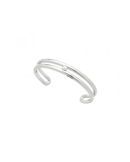 Bracciale Rigido Mimì in Argento con Perla Bianca