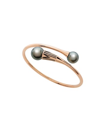 Bracciale Rigido Aperto Mimì Tam Tam in Oro Rosa e Perle Nere