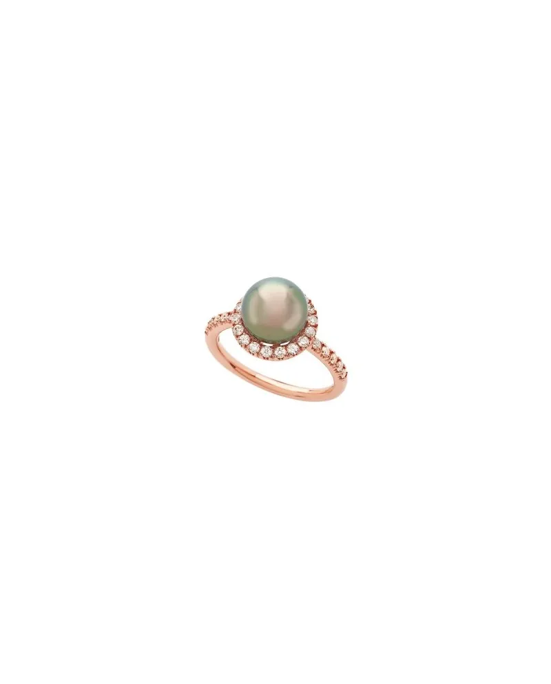 Anello Mimì Happy in Oro Rosa e Perla Nera e Diamanti