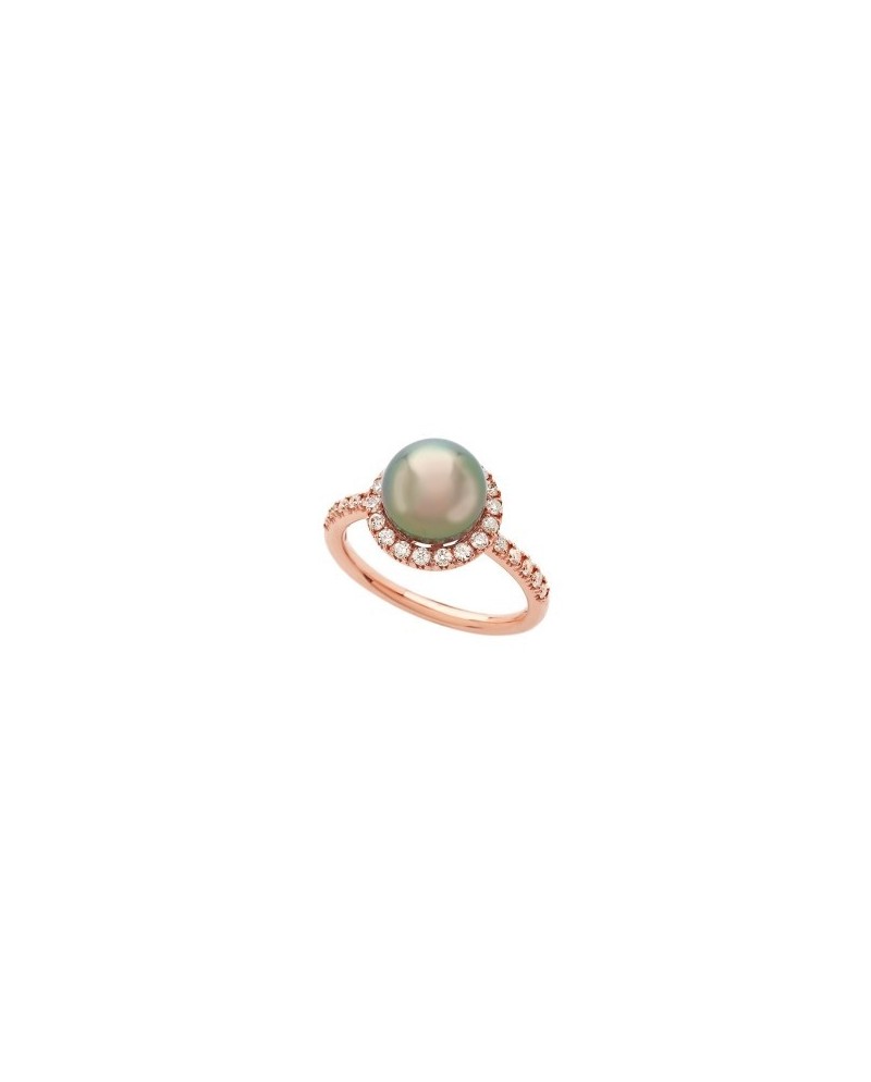 Mimì Happy Ring in Rose Gold, Black Pearl and Diamonds