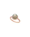 Anello Mimì Happy in Oro Rosa e Perla Nera e Diamanti