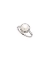 Anello Mimì Happy in Oro Bianco con Perla Bianca e Diamanti