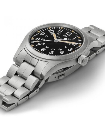 Orologio Hamilton Khaki Field Mechanical Nero con Cinturino in Acciaio