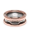 Barakà Men's Ring in Rose Gold and Steel with Black Diamonds