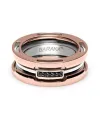 Barakà Men's Ring in Rose Gold and Steel with Black Diamonds