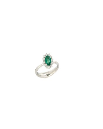 Recarlo Ring in White Gold, Diamonds and Emerald