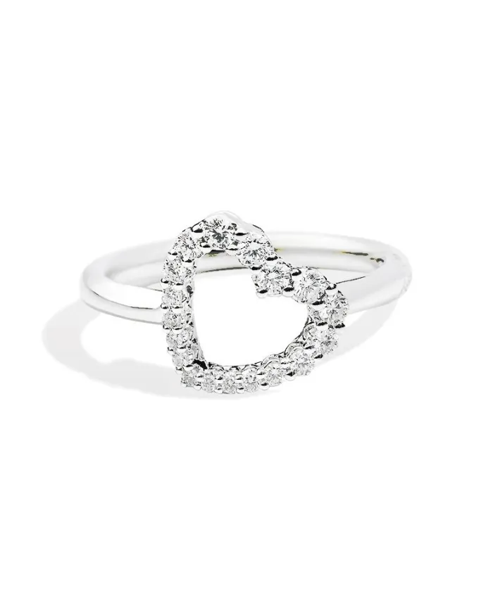 Recarlo White Gold Ring with Diamond Heart