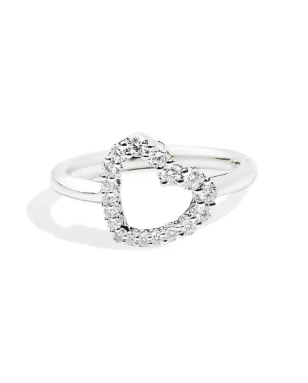 Anello Recarlo in Oro Bianco con Cuore di Diamanti