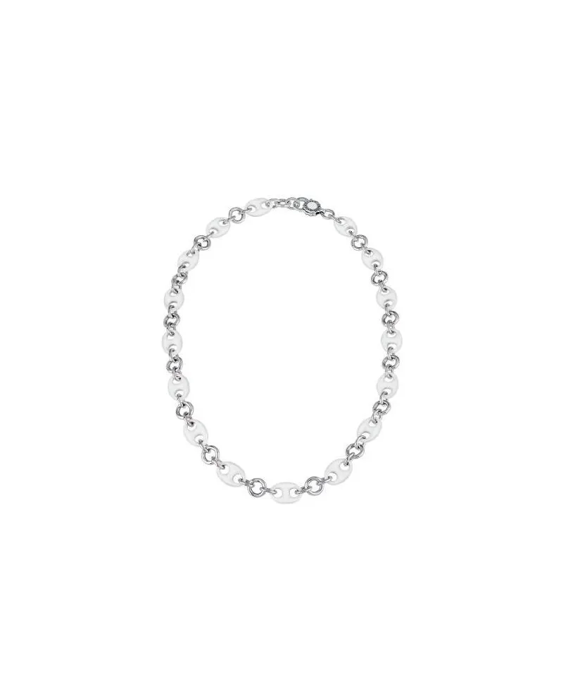 Collier Chantecler Capriness en argent et émail blanc avec maille marine