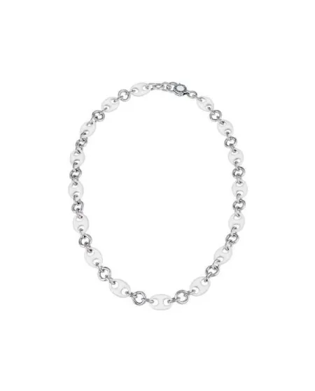Chantecler Capriness Necklace in Silver and White Enamel with Navy Mesh