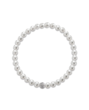 Bracciale Elastico Coscia Le Lune Classic con Perle e Elemento in Oro Bianco