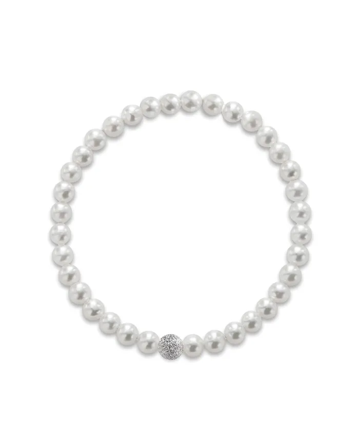 Bracciale Elastico Coscia Le Lune Classic con Perle e Elemento in Oro Bianco