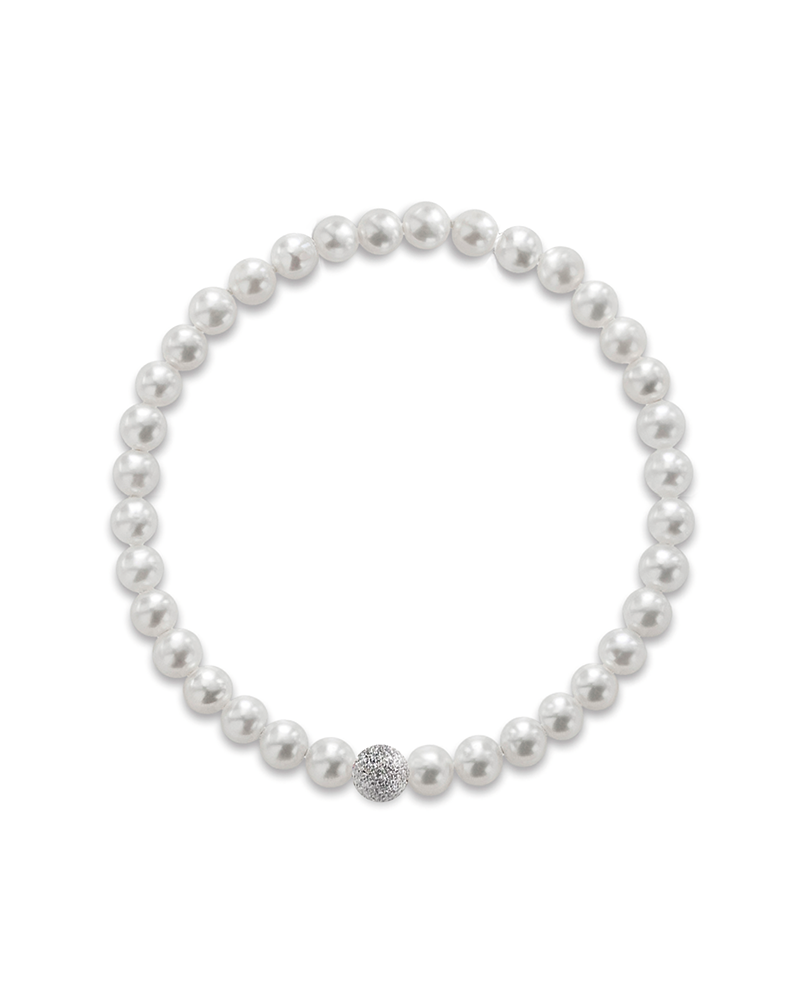 Bracciale Elastico Coscia Le Lune Classic con Perle e Elemento in Oro Bianco