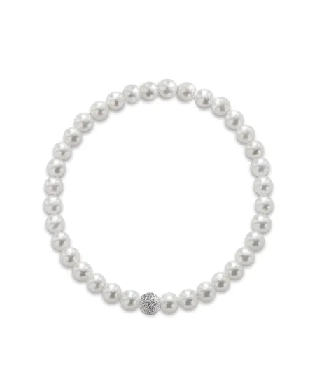 Bracciale Elastico Coscia Le Lune Classic con Perle e Elemento in Oro Bianco