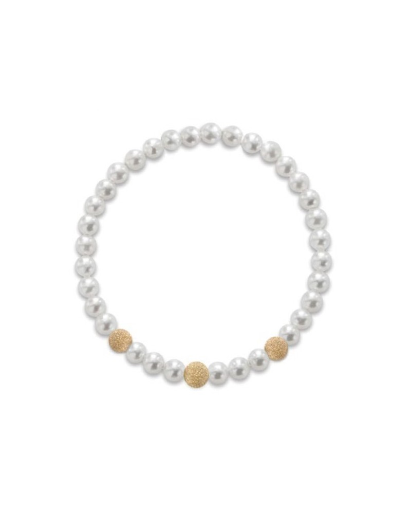 Bracciale Elastico Coscia Le Lune Classic con Perle e Tre Elementi Oro Giallo
