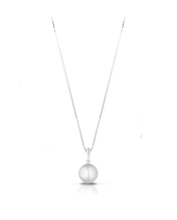 Le Lune Pearl Pendant with White Gold and Diamond Chain