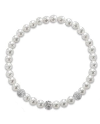 Bracciale Elastico Coscia Le Lune Classic con Perle e Tre Elementi in Oro Bianco