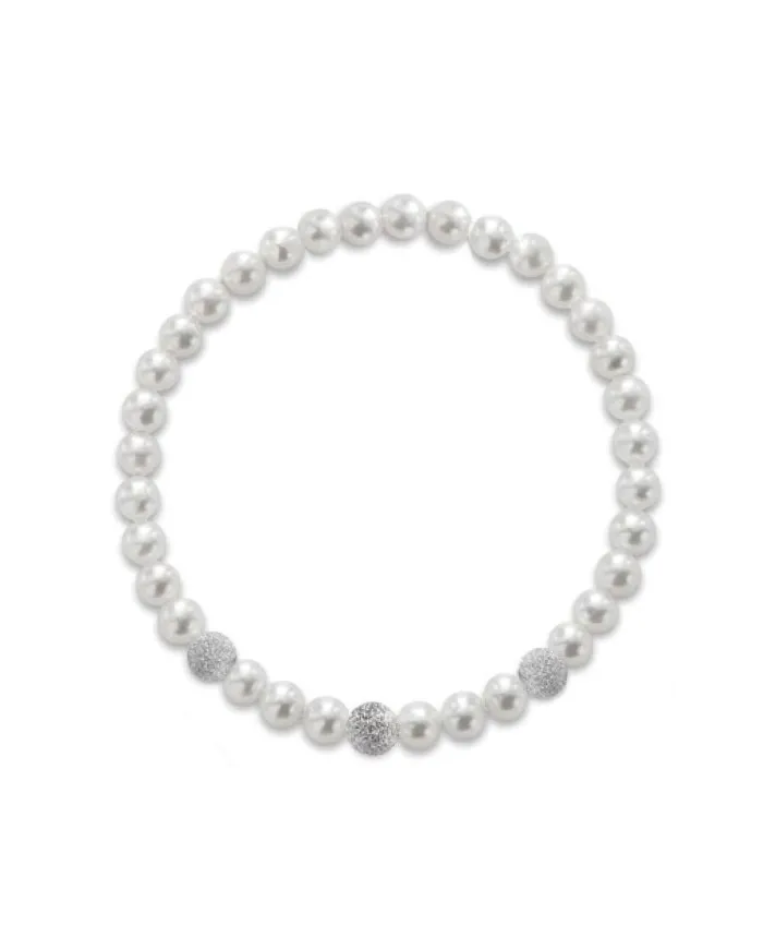 Bracciale Elastico Coscia Le Lune Classic con Perle e Tre Elementi in Oro Bianco