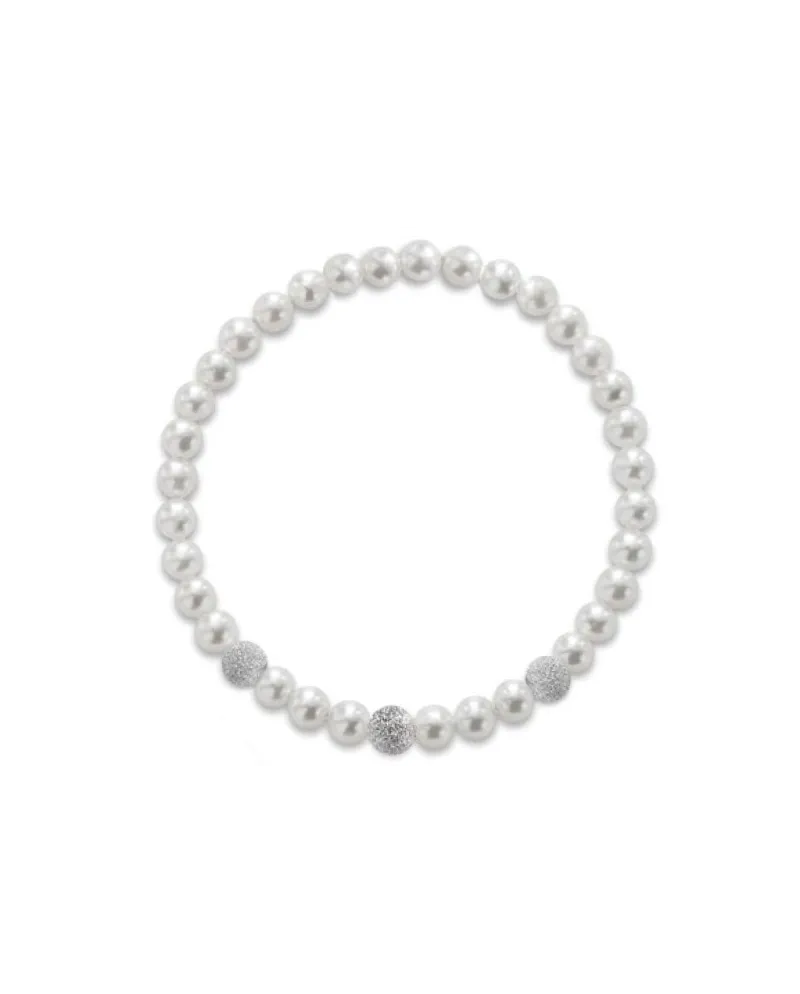 Bracciale Elastico Coscia Le Lune Classic con Perle e Tre Elementi in Oro Bianco