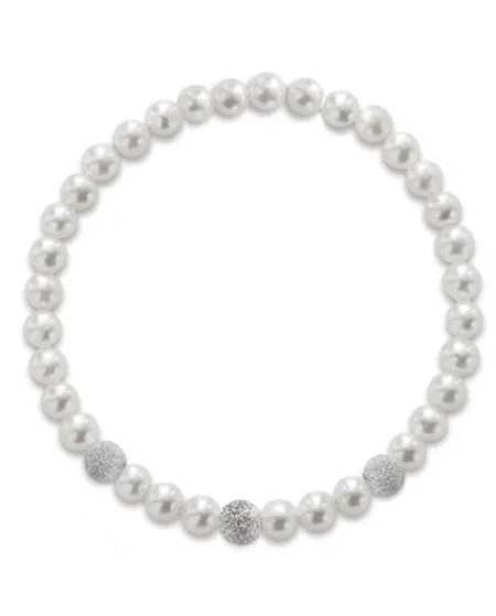 Bracciale Elastico Coscia Le Lune Classic con Perle e Tre Elementi in Oro Bianco