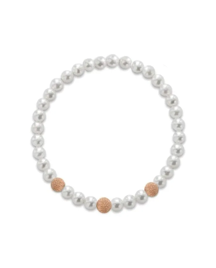 Bracciale Elastico Coscia Le Lune Classic con Perle e Tre Elementi in Oro Rosa