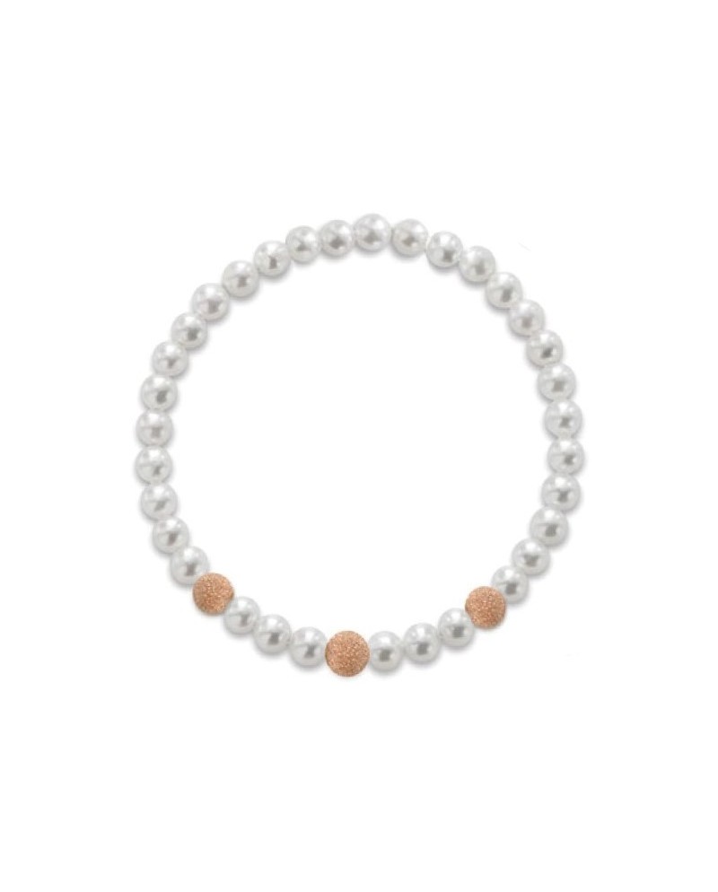 Bracciale Elastico Coscia Le Lune Classic con Perle e Tre Elementi in Oro Rosa