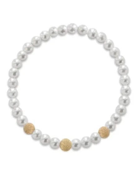 Bracciale Elastico Coscia Le Lune Classic con Perle e Tre Elementi Oro Giallo